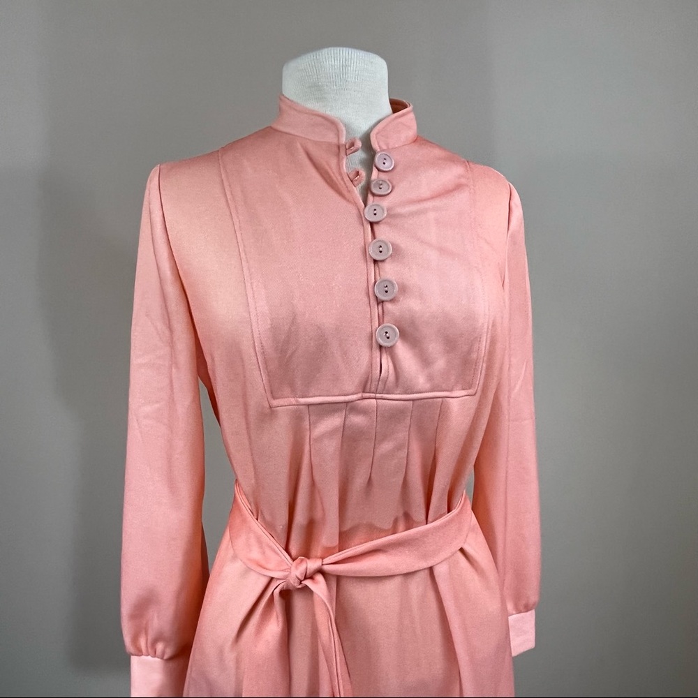 Vintage | Long Sleeved Pink Peach Dress - Picture 2 of 6